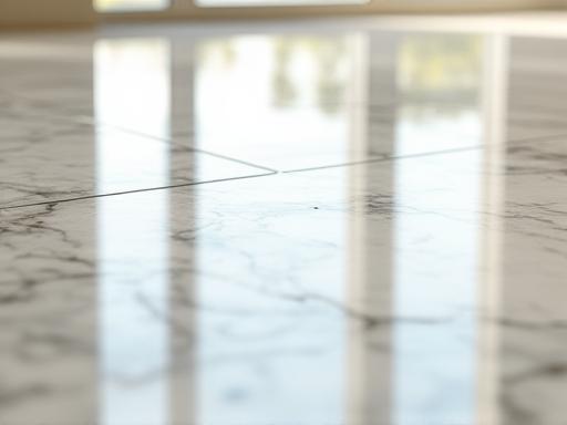 Primo piano di un pavimento in marmo lucidato a specchio